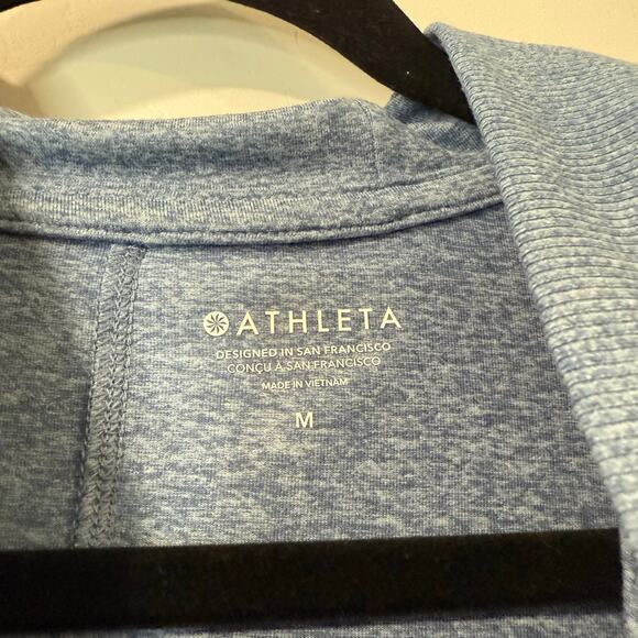 Athleta Women's Uptempo Wrap Cardigan Open Front Hooded Blue Medium Athleisure - Picture 3 of 7